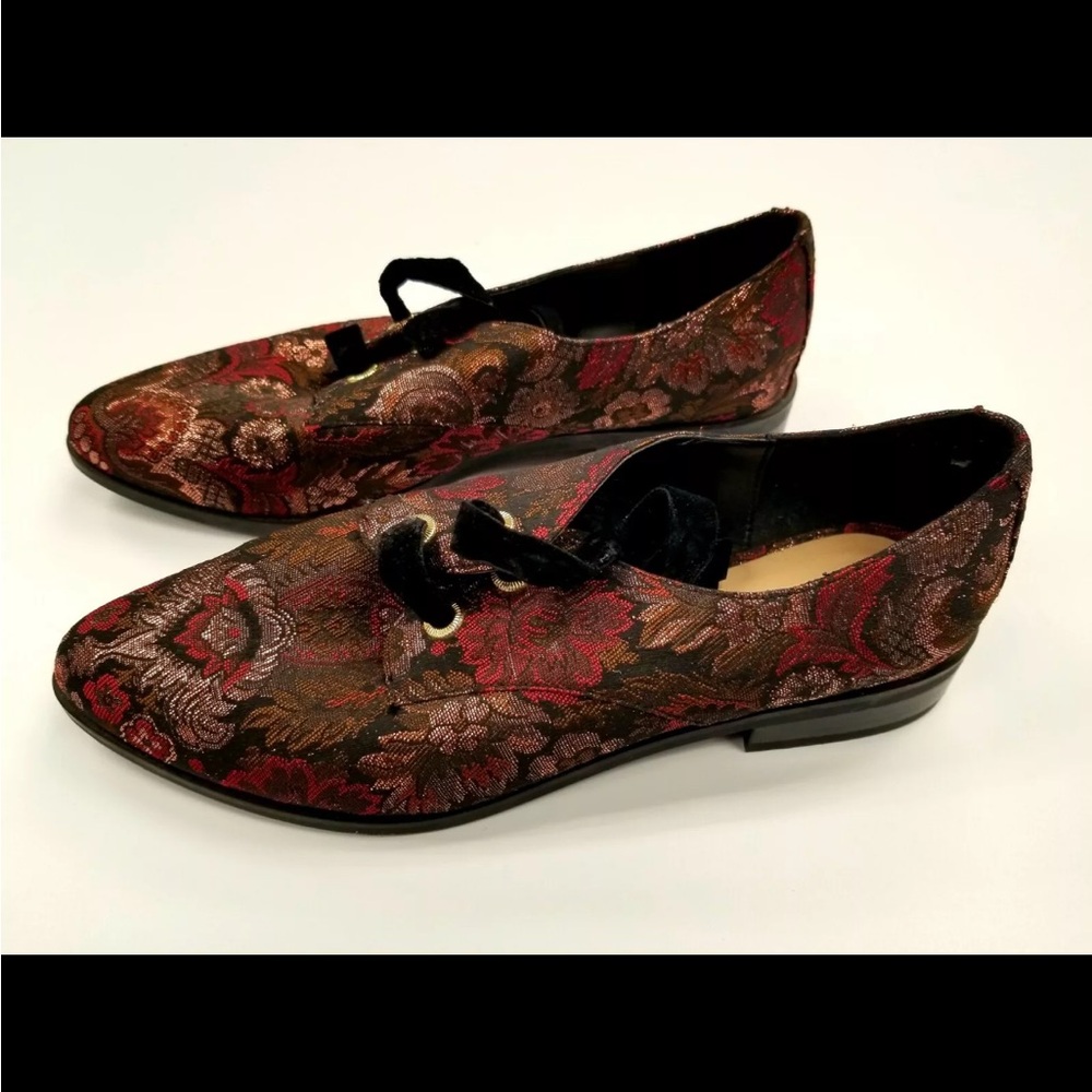 Aldo Women's Floral Lace-Up Shoes - Red and Black Embroidered - Picture 3 of 6